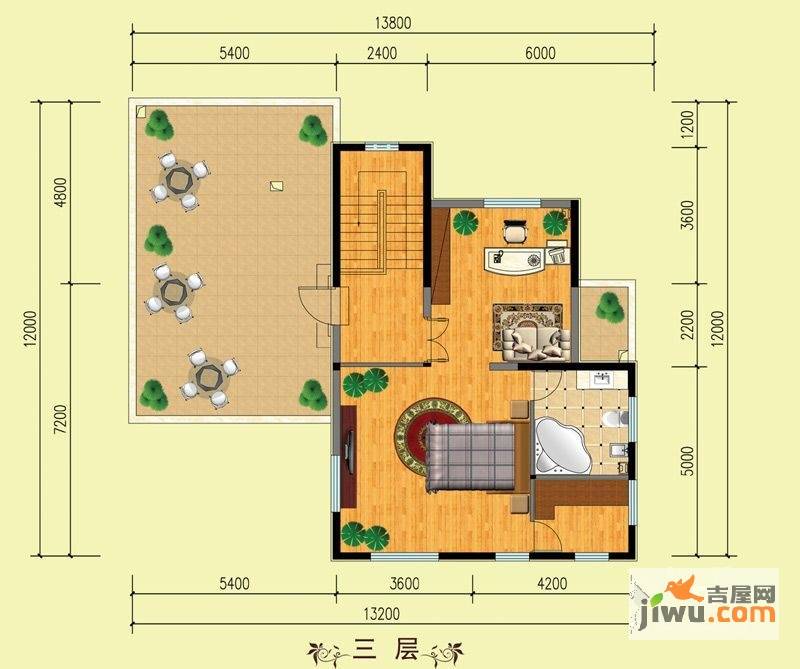 山水美居别墅1室1厅1卫户型图