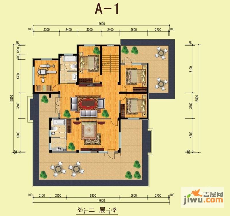 山水美居别墅4室2厅2卫494.1㎡户型图