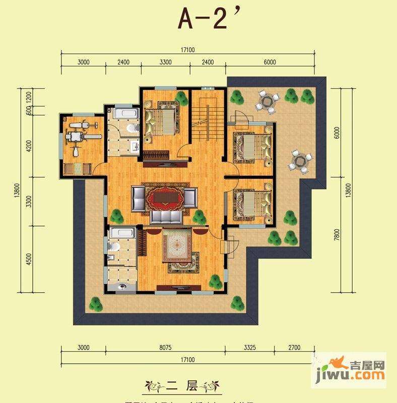 山水美居别墅4室2厅2卫444.1㎡户型图