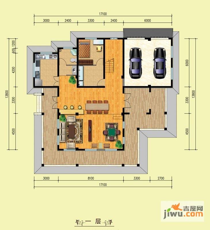 山水美居别墅1室2厅1卫444.1㎡户型图