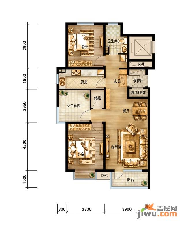 浭阳新城2室2厅1卫户型图