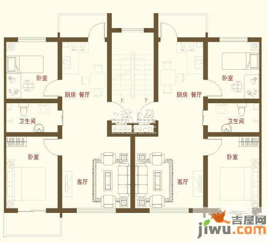 爱民花苑2室1厅1卫74.6㎡户型图