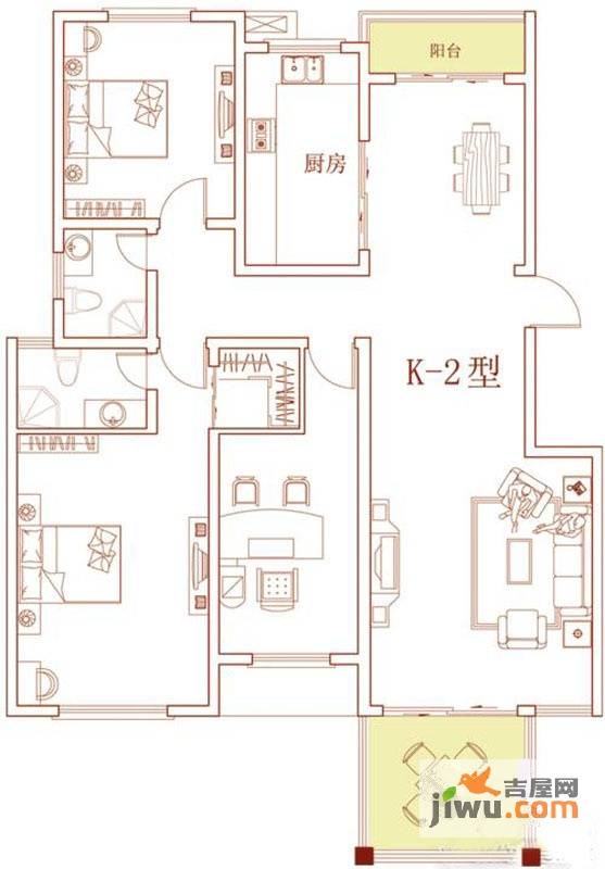 滨河悦城3室2厅2卫户型图