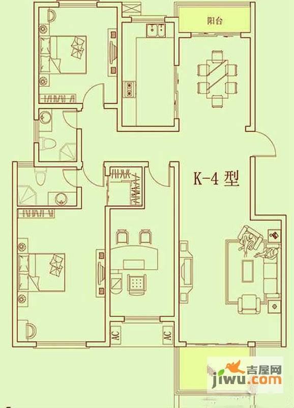 滨河悦城3室2厅2卫户型图