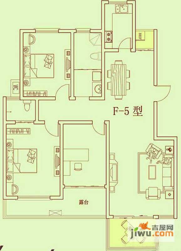 滨河悦城3室2厅2卫户型图