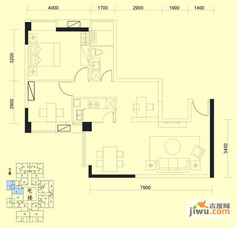 达兴豪苑2室2厅1卫94.4㎡户型图