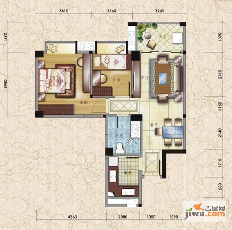 桃源明居2室2厅1卫70.9㎡户型图