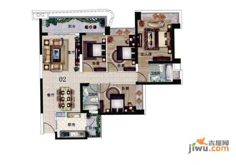 雅居乐约克郡5室2厅2卫141㎡户型图