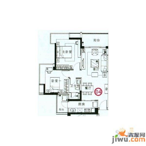 爱ME公园1室2厅1卫64㎡户型图