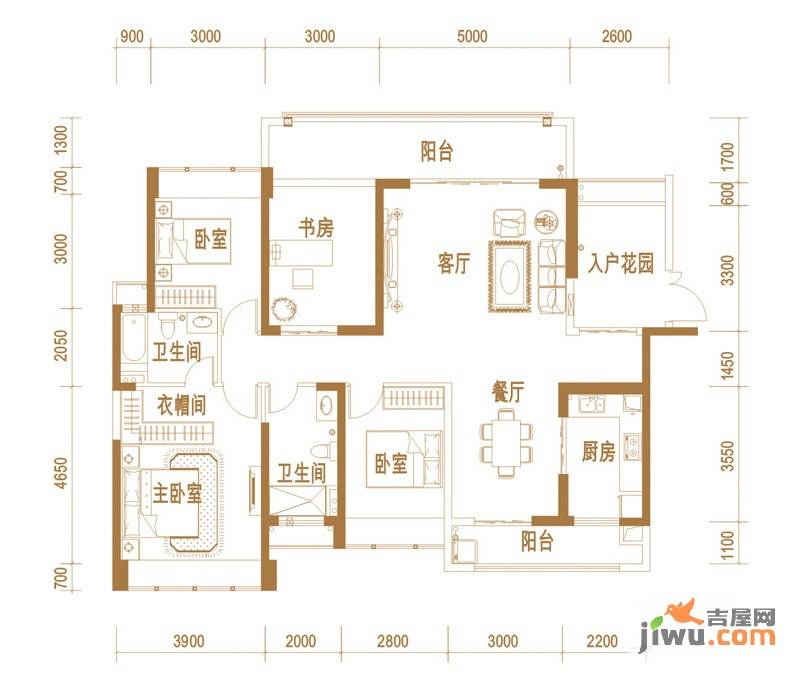 君华新城3室2厅2卫147㎡户型图