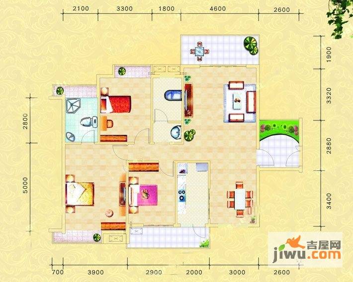 新都尚品3室2厅2卫134㎡户型图