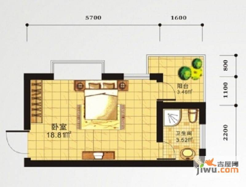 安厦尚城风景1室1厅1卫27.9㎡户型图