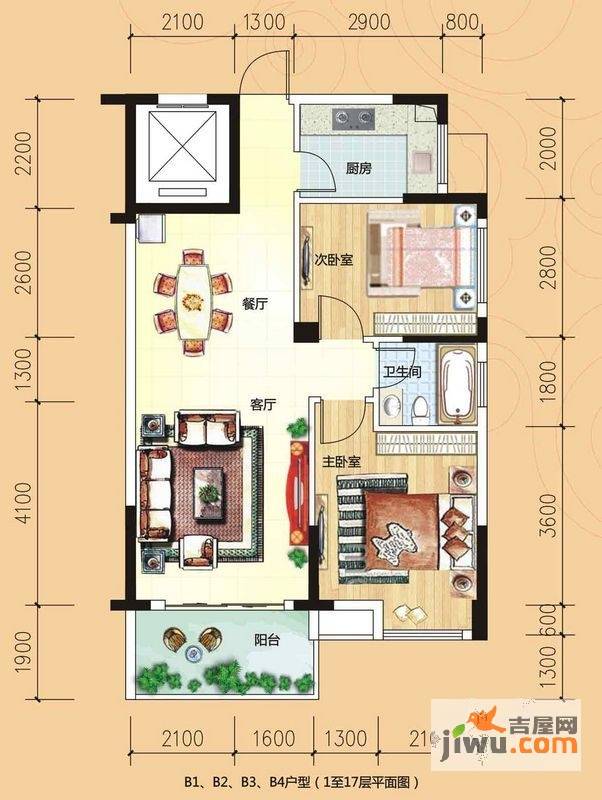 碧园香樟林2室2厅1卫82㎡户型图