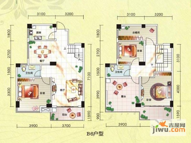 碧园印象桂林3室2厅2卫130㎡户型图