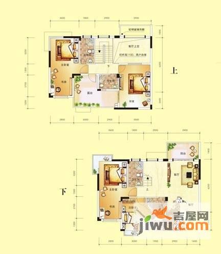 广源国际社区6室3厅4卫195.3㎡户型图