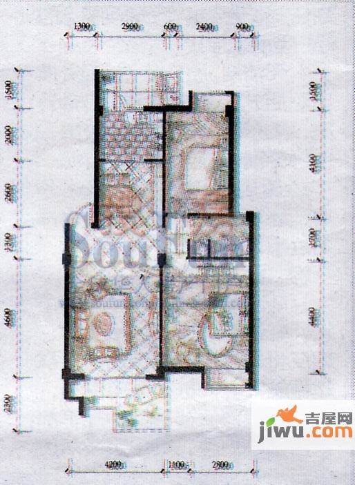 桂林奥林匹克花园2室2厅1卫89.2㎡户型图