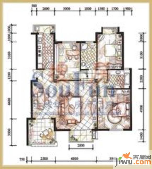 桂林奥林匹克花园3室2厅2卫121.8㎡户型图