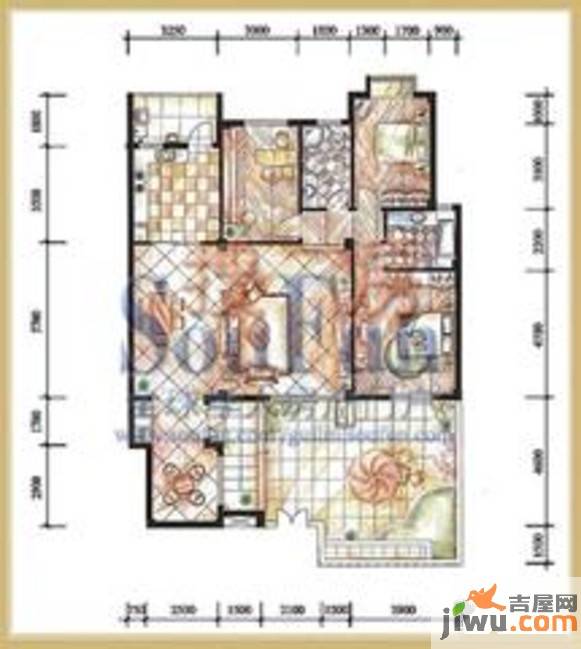 桂林奥林匹克花园3室2厅2卫146.6㎡户型图