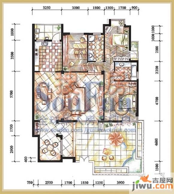 桂林奥林匹克花园3室2厅2卫147.6㎡户型图