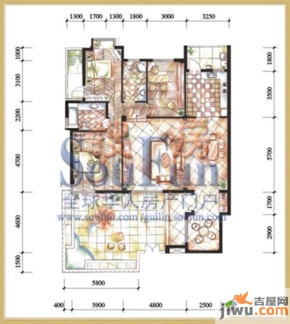 桂林奥林匹克花园3室2厅2卫150.5㎡户型图