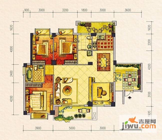 桂林奥林匹克花园4室2厅2卫150㎡户型图