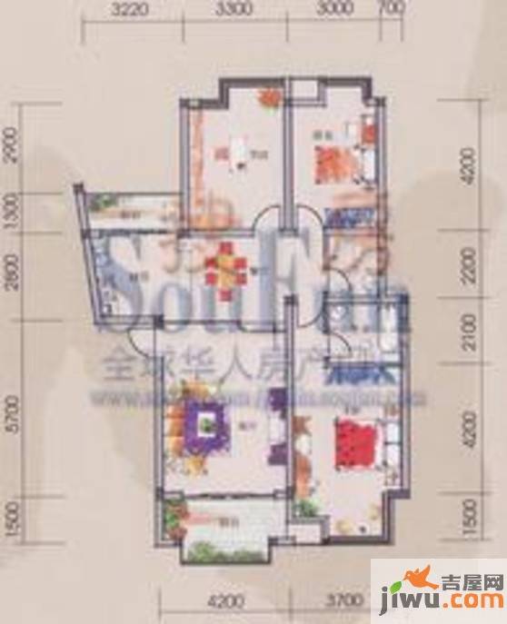 碧园印象桂林3室2厅2卫111㎡户型图