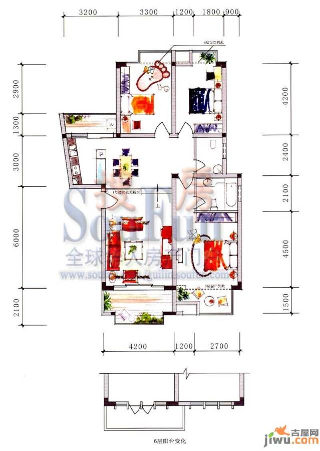 碧园印象桂林3室2厅2卫111㎡户型图