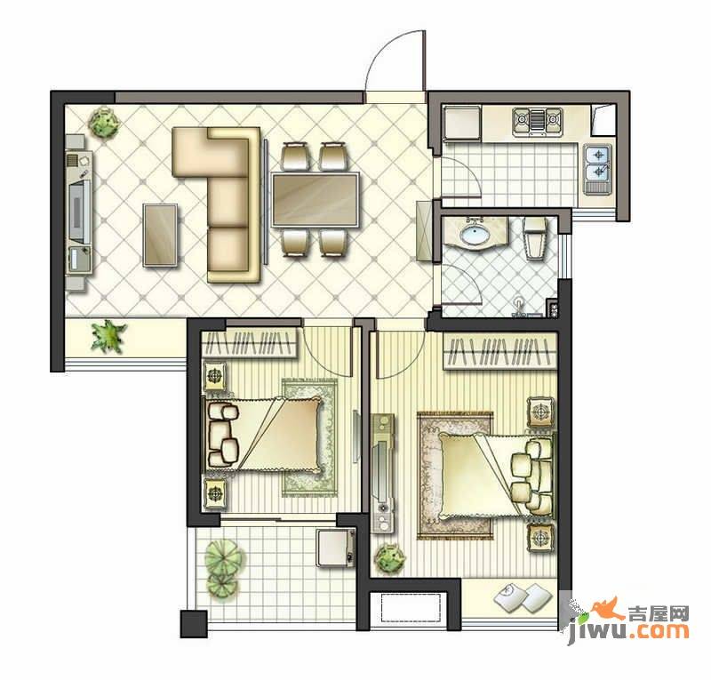 丰朔名仕豪庭2室2厅1卫67㎡户型图