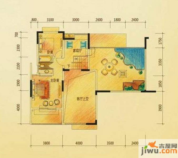 华地学府名都普通住宅46㎡户型图