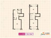 上洋国际2室1厅2卫112.1㎡户型图