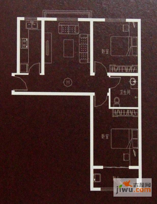 凯旋城2室2厅1卫89.3㎡户型图