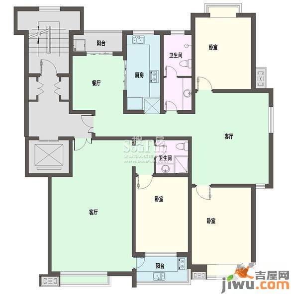 新天地自然康城三期3室3厅2卫115㎡户型图