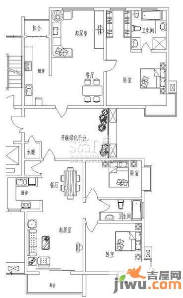 新天地自然康城三期2室2厅1卫85㎡户型图