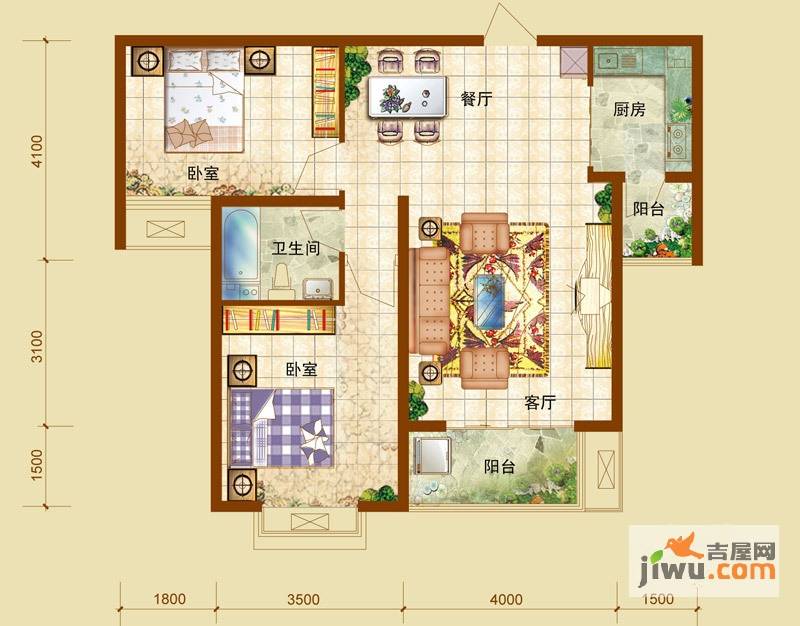 龙华苑2室2厅1卫户型图