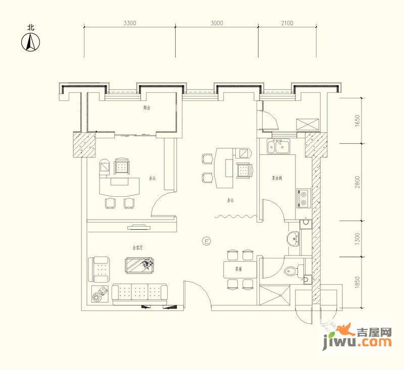 乐活时尚广场2室2厅1卫户型图