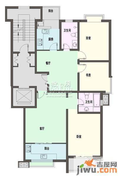 新天地自然康城三期3室2厅2卫121㎡户型图