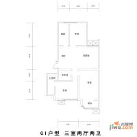 上洋国际3室2厅2卫110㎡户型图