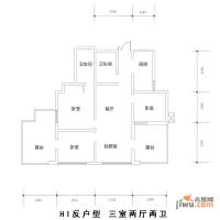 上洋国际3室2厅2卫120㎡户型图