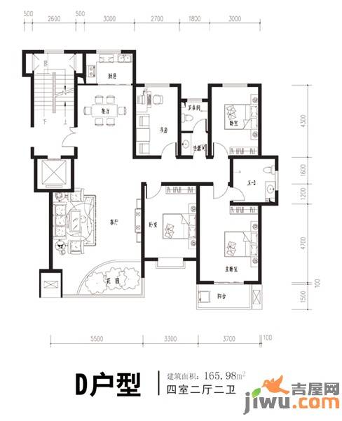 豪门府邸4室2厅2卫166㎡户型图