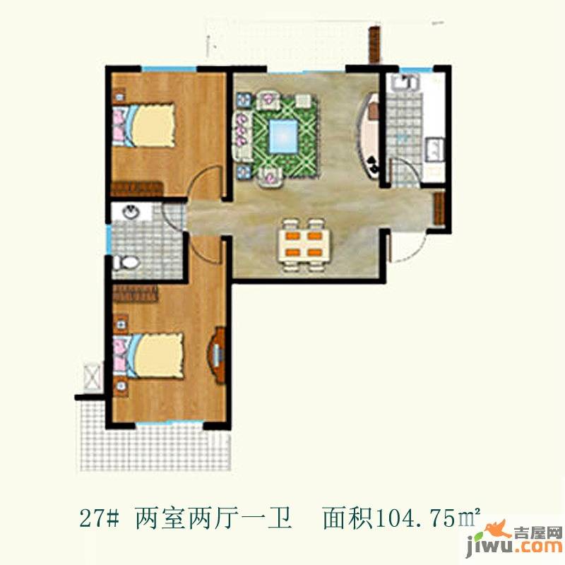 天伦锦城2室2厅1卫104.8㎡户型图