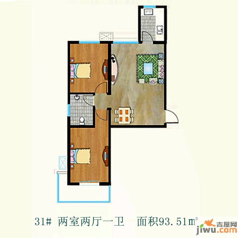 天伦锦城2室2厅1卫93.5㎡户型图