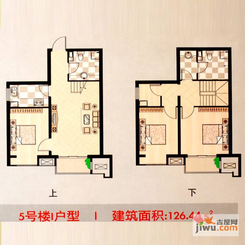 安联青年城3室2厅2卫126.4㎡户型图