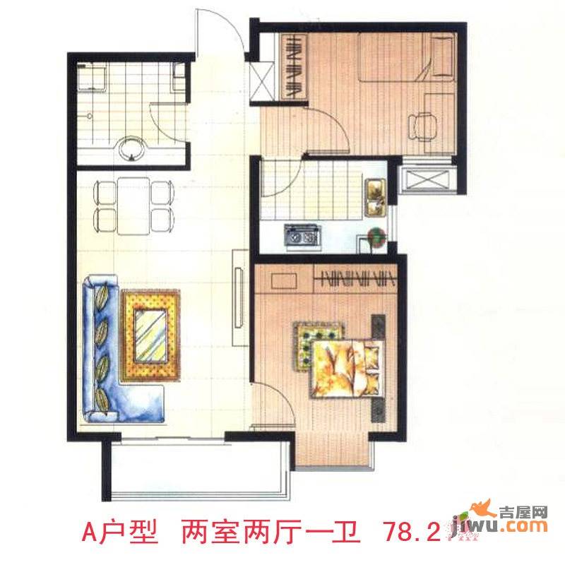 安联青年城2室2厅1卫78.2㎡户型图