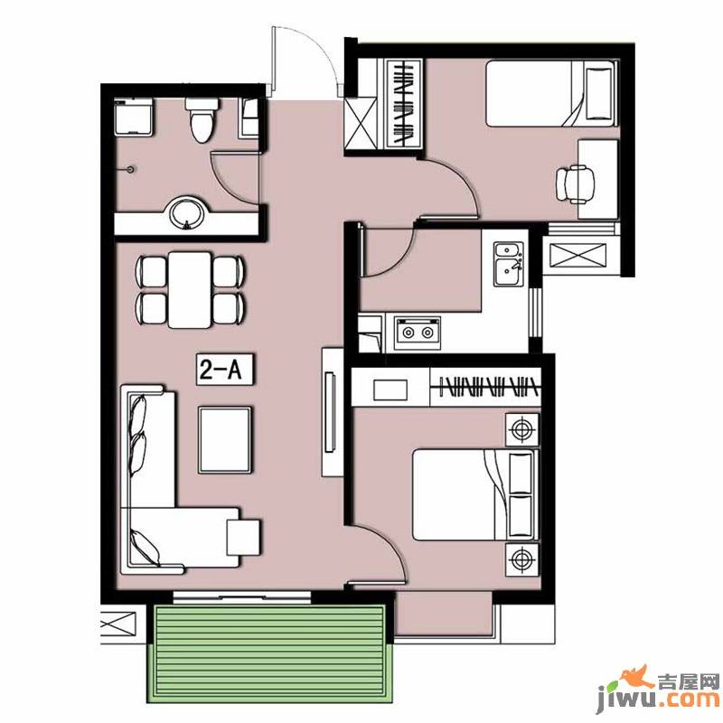 安联青年城2室2厅1卫76.3㎡户型图