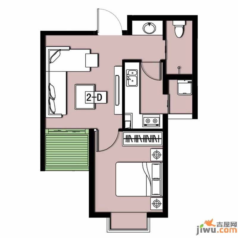 安联青年城1室1厅1卫61㎡户型图