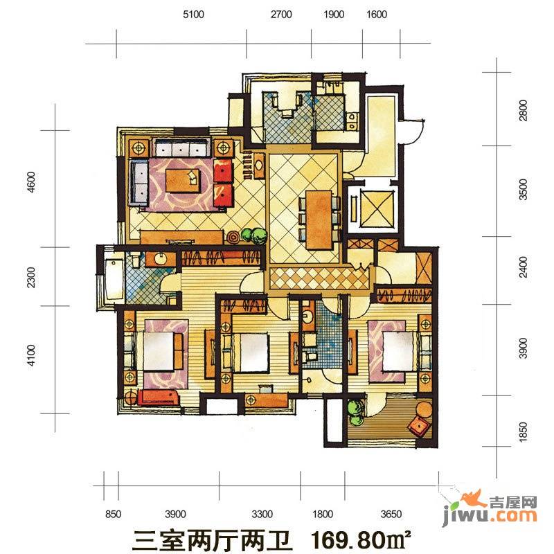 聚和·远见3室2厅2卫169.8㎡户型图