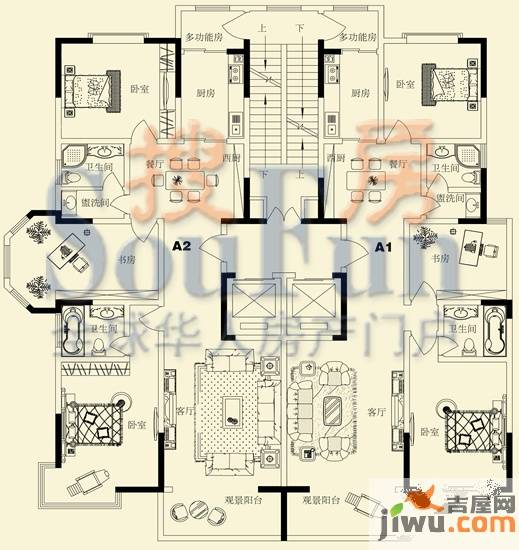 金正缔景城3室2厅2卫156.1㎡户型图