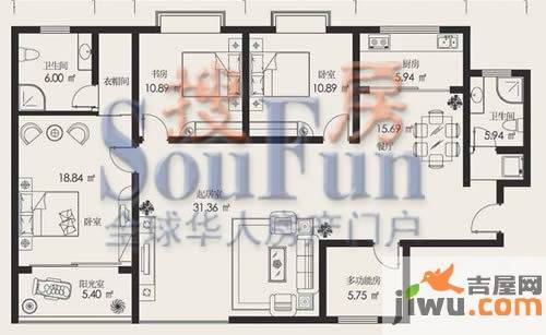 金正缔景城3室2厅2卫132.7㎡户型图