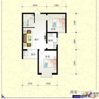 芝兰明仕二期2室1厅1卫76㎡户型图