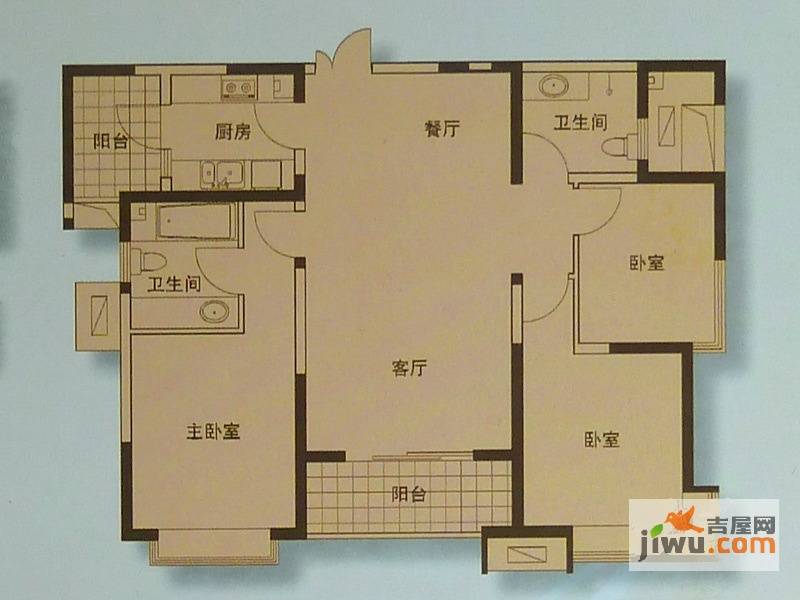 名门华都3室2厅2卫120.3㎡户型图